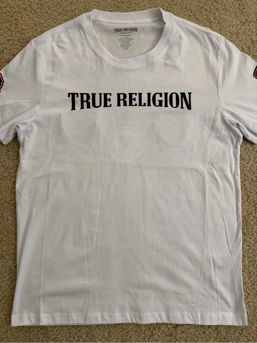 True Religion White Short-Sleeve Logo Patch Tee